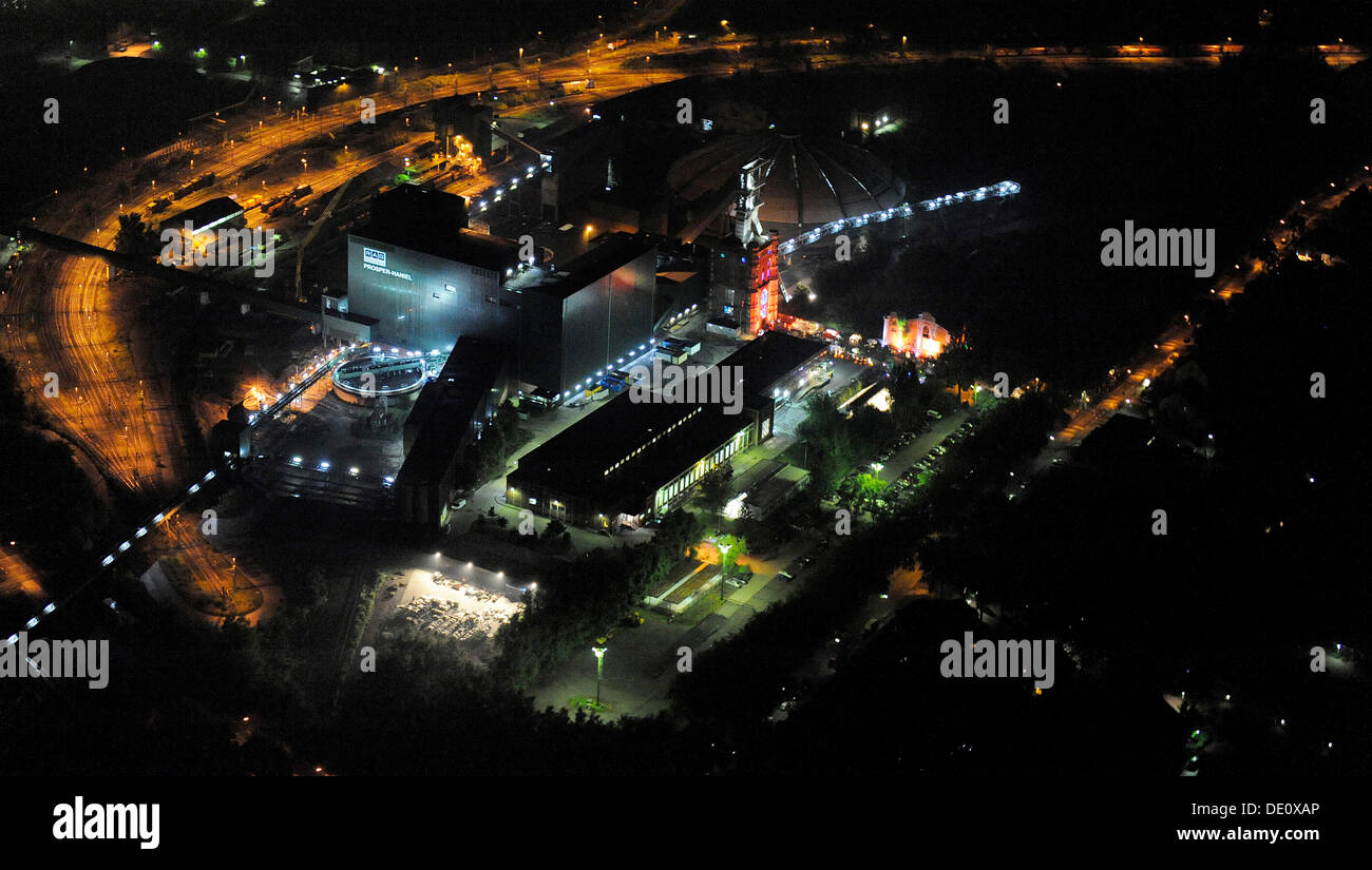 Antenna night shot, Prosper cokeria Bottrop, Kolonie Emscher, Extraschicht 2009 festival culturali, volo notturno, Bochum Foto Stock