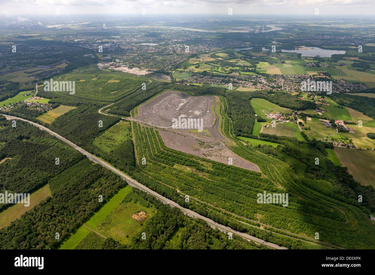 Vista aerea, Huenxe collina di scorie, Huenxe, la zona della Ruhr, Renania settentrionale-Vestfalia Foto Stock