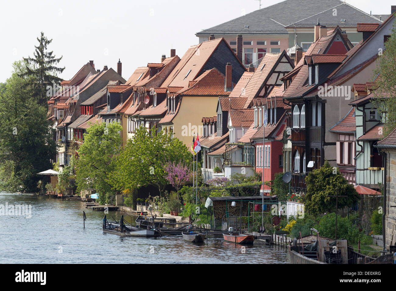 Bamberg della "Piccola Venezia", fiume principale, Bamberg, Alta Franconia, Bavaria Foto Stock