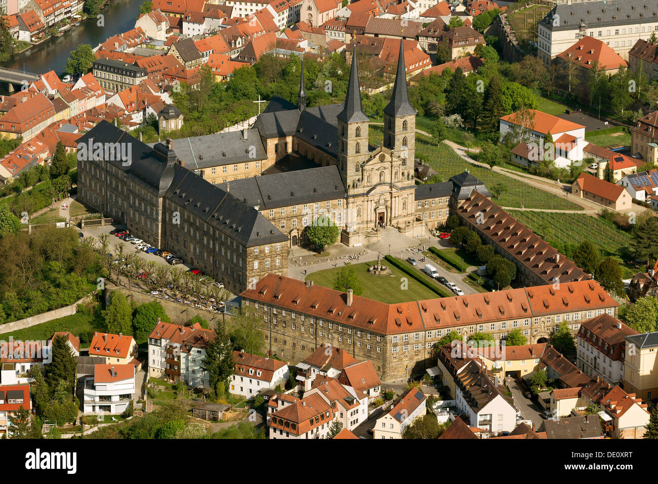 Vista aerea, Chiesa Michaelskirche, Bamberg, Alta Franconia, Bavaria Foto Stock