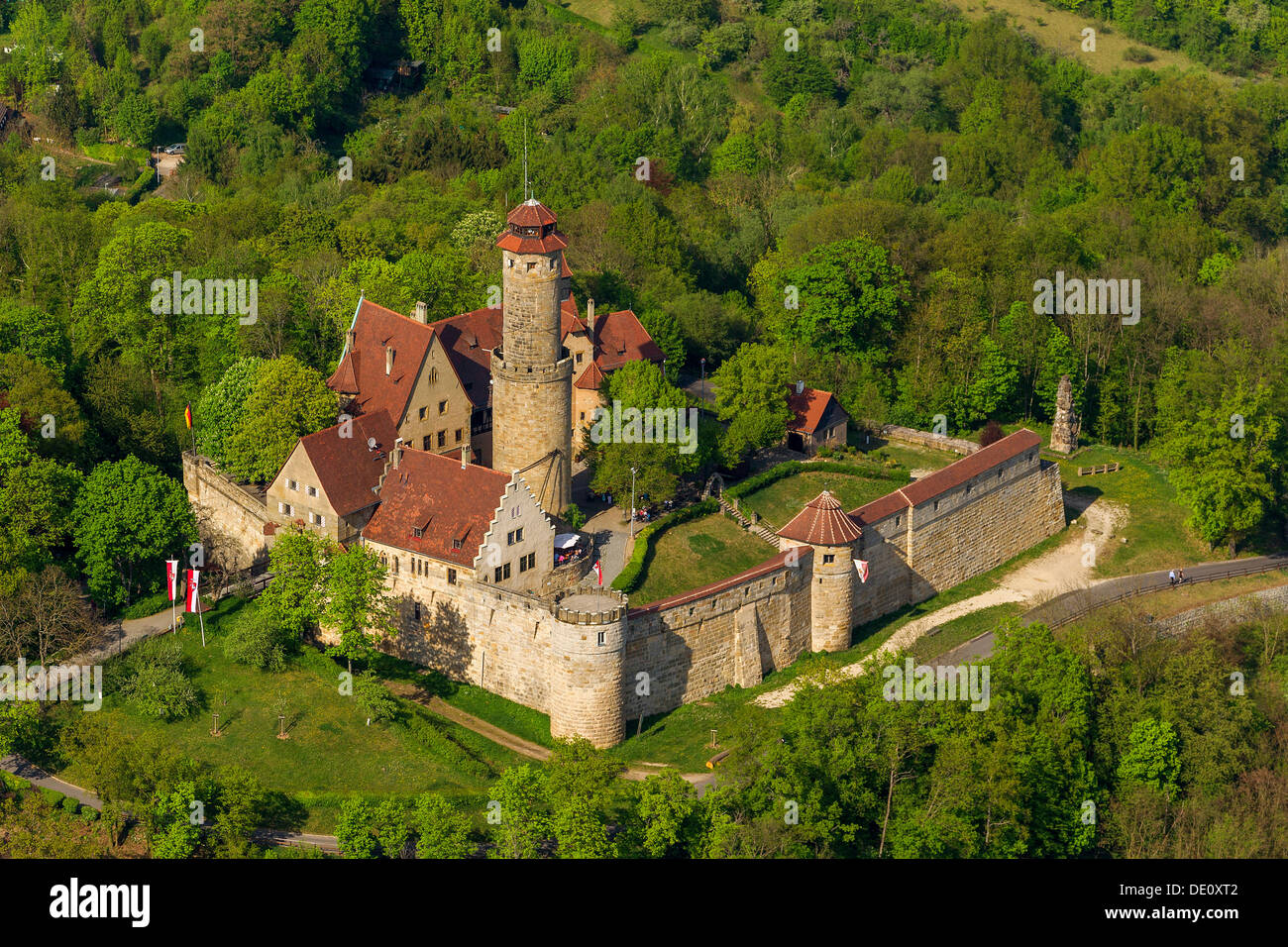 Veduta aerea del castello di Altenburg, Bamberg, Alta Franconia, Bavaria Foto Stock