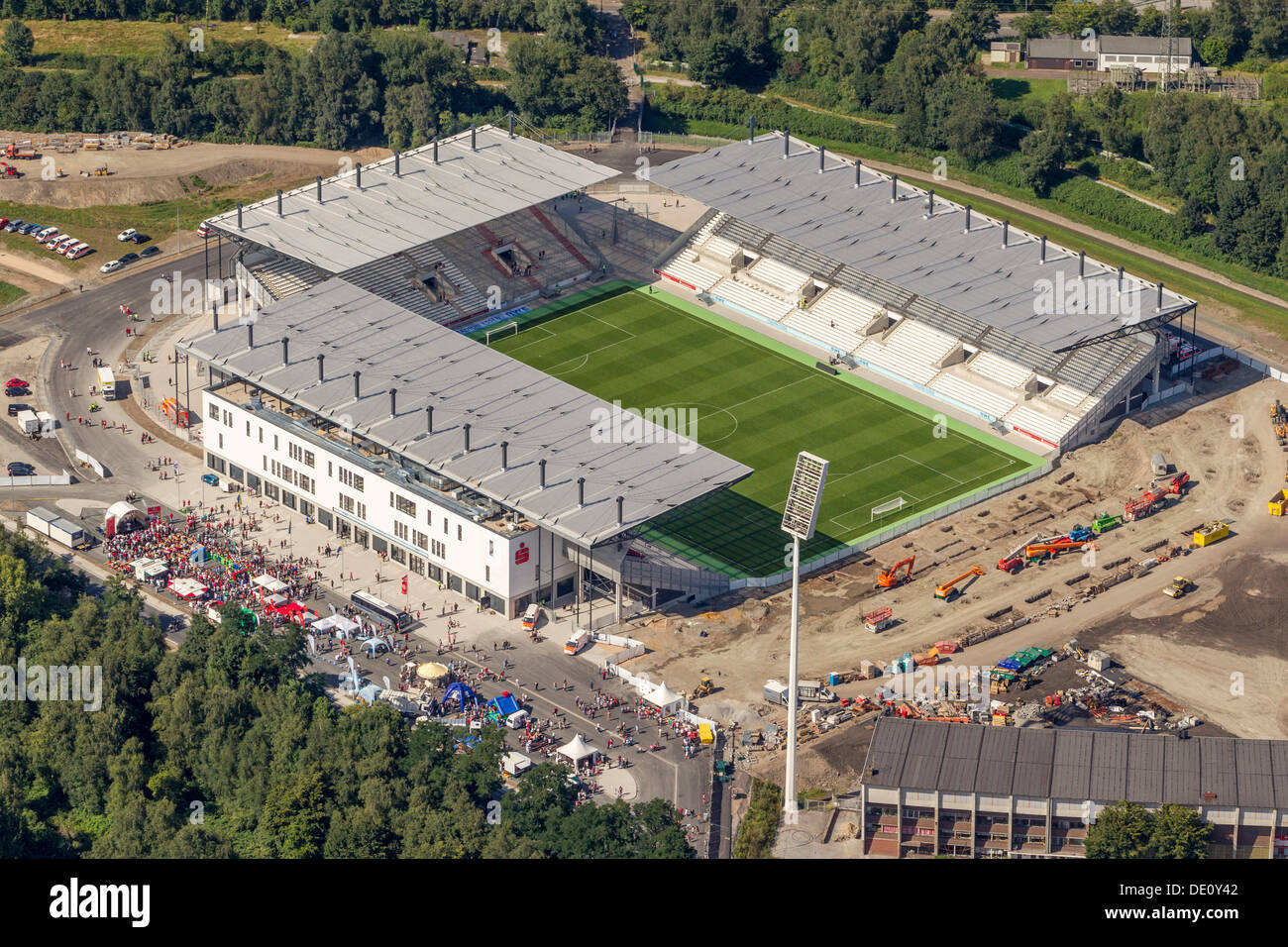 Vista aerea, il recentemente aperto stadium di Essen, la zona della Ruhr, Renania settentrionale-Vestfalia Foto Stock