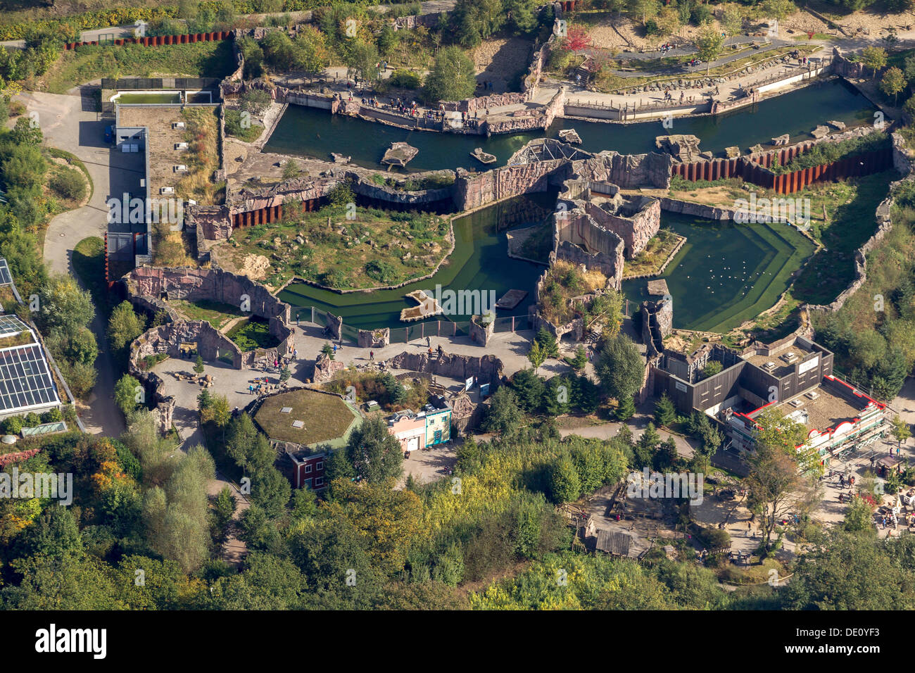 Vista aerea, Zoom Erlebniswelt zoo, Gelsenkirchen, zona della Ruhr, Renania settentrionale-Vestfalia Foto Stock