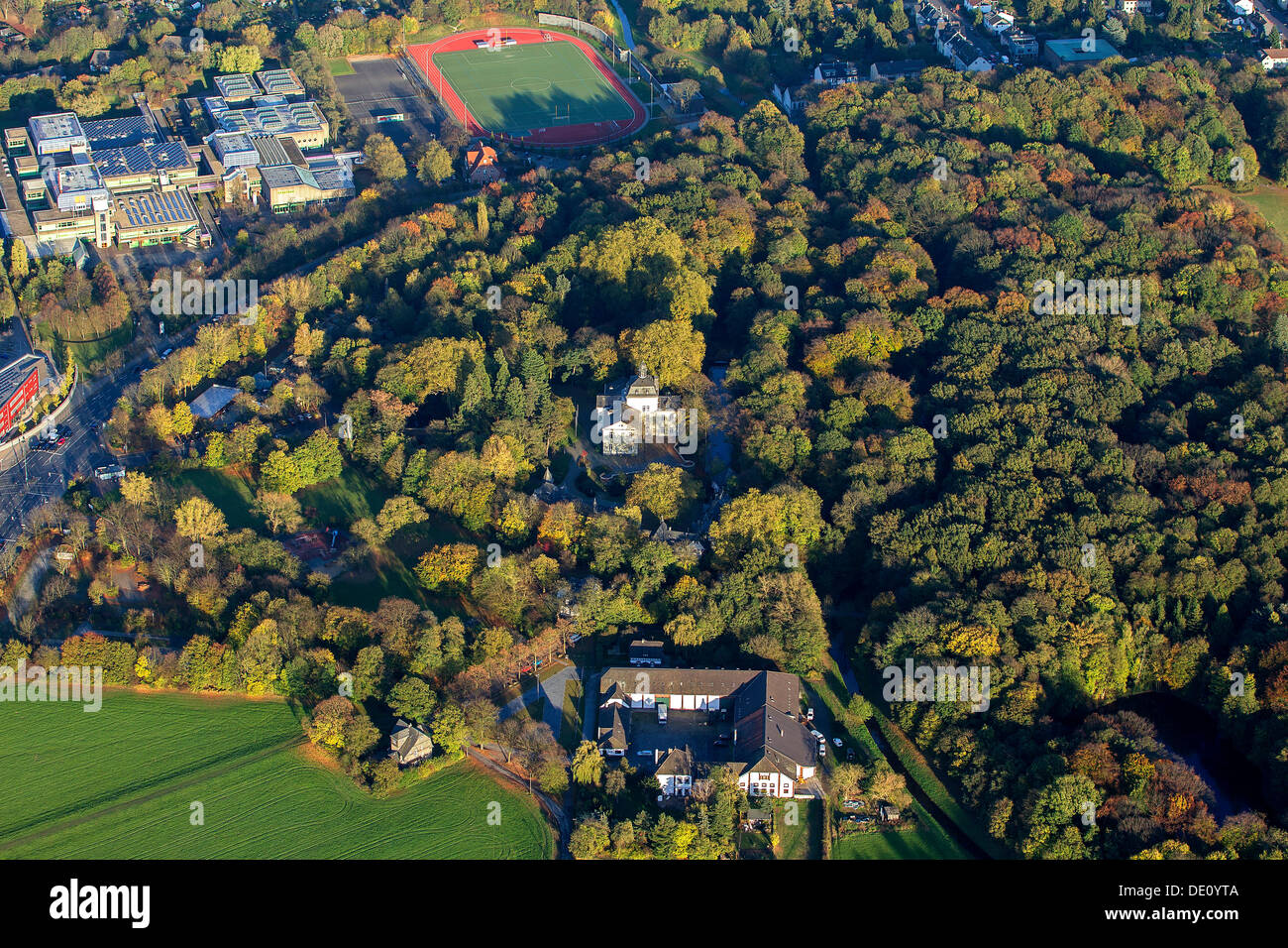 Vista aerea, Schloss Eller castello, Duesseldorf, nella Renania settentrionale-Vestfalia Foto Stock