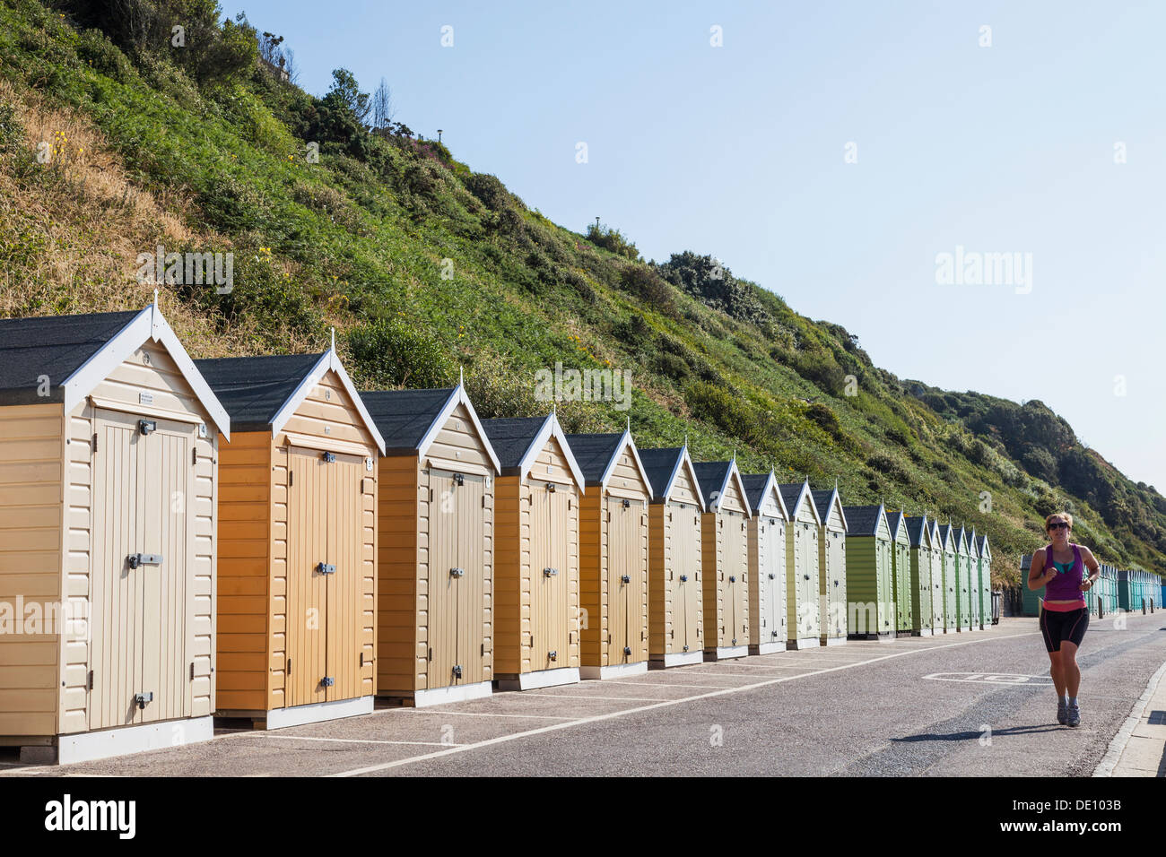 Inghilterra, Dorset, Bournemouth, Bournemouth Beach, spiaggia di capanne Foto Stock