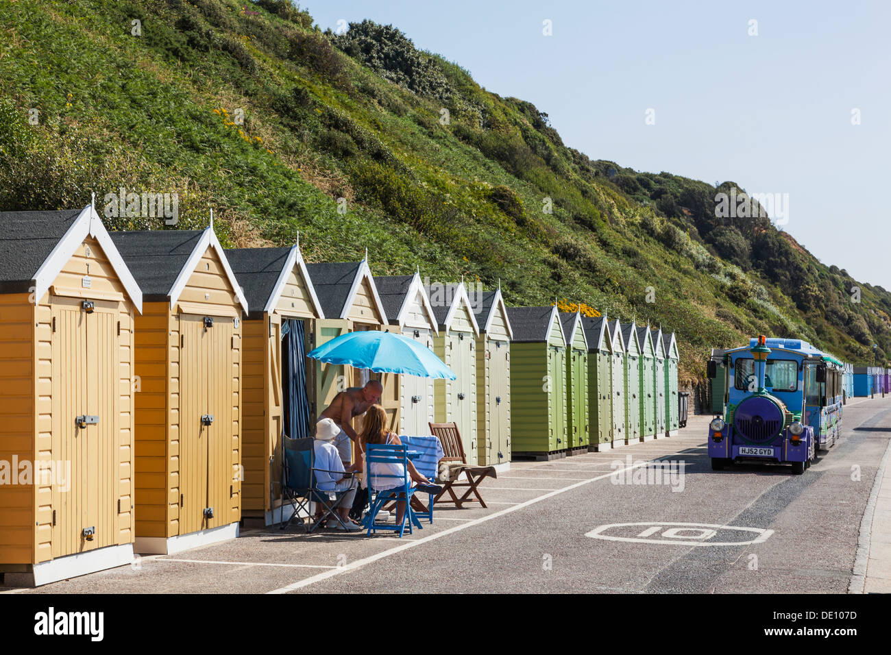 Inghilterra, Dorset, Bournemouth, Bournemouth Beach, spiaggia di capanne Foto Stock
