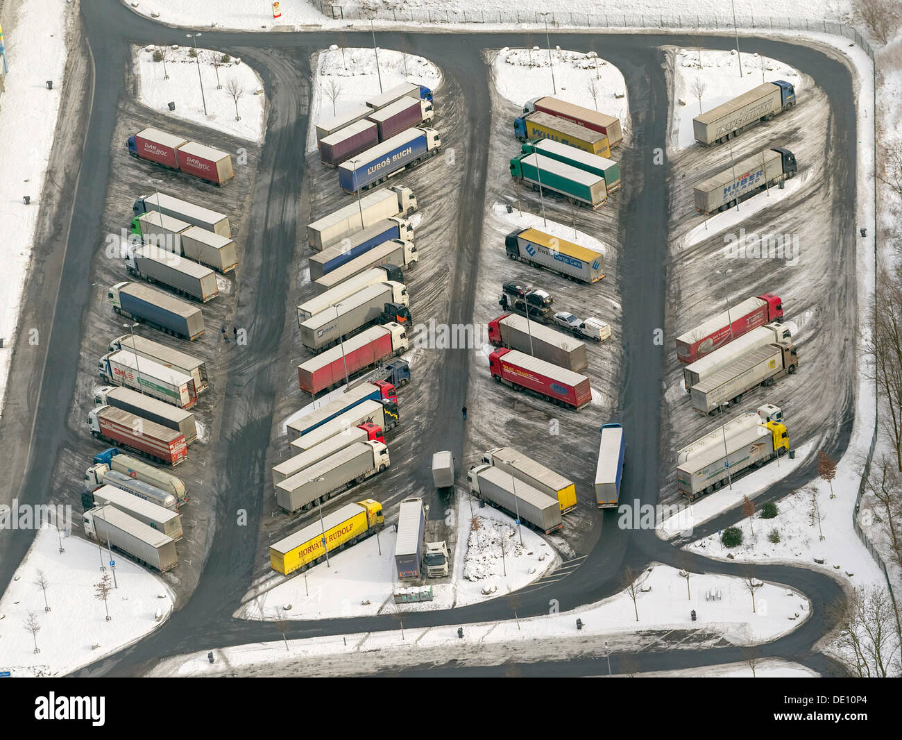 Vista aerea, carrello parcheggio, sosta di Rhynern Nord Foto Stock