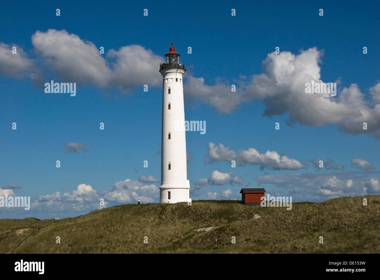 Faro in Nørre Lyngvig, Hvide Sande, nello Jutland, Danimarca, Europa Foto Stock