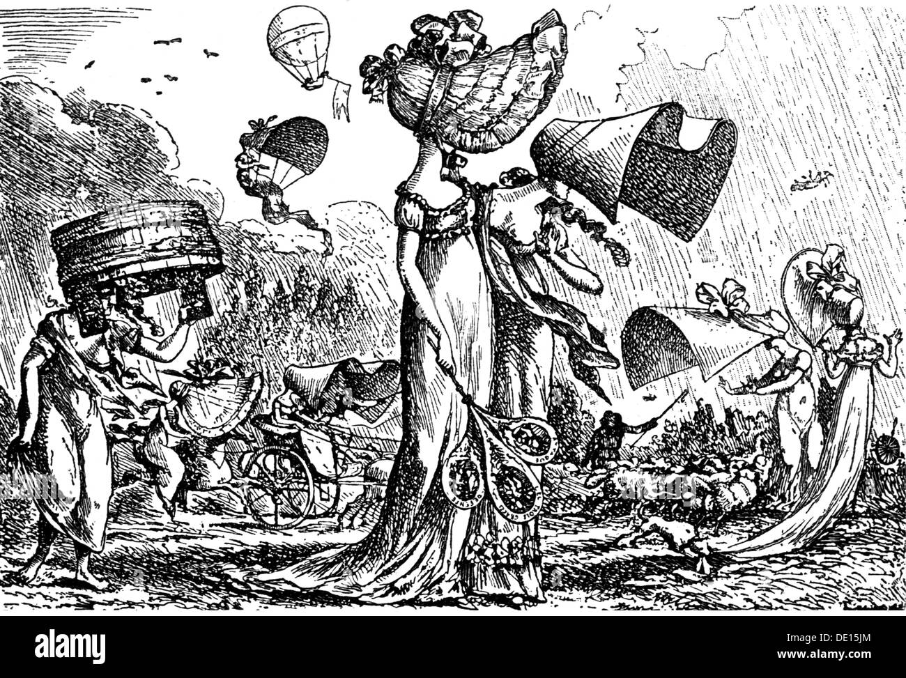 Moda, 19 ° secolo, abbigliamento donna del periodo Impero, disegno di Carl Haller von Hallerstein (1774 - 1817), circa 1810, Additional-Rights-Clearences-non disponibile Foto Stock