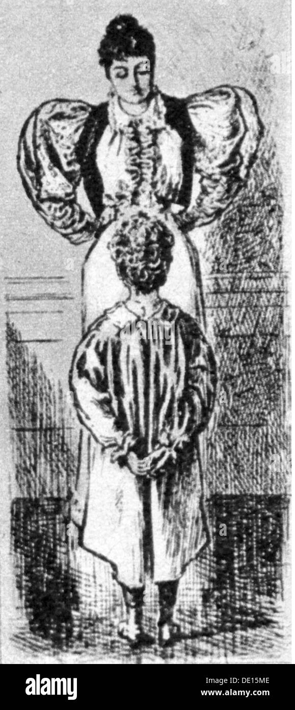 Moda, 19 ° secolo, 'Oh, Mummy, sei stato vaccinato su entrambe le armi?, disegno, da: 'Punch', rivista 105, Londra, 8.7.1893, diritti aggiuntivi-clearences-non disponibile Foto Stock