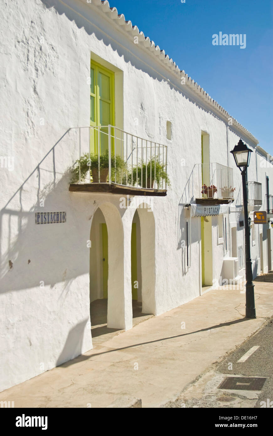 Housefronts, tradizionale architettura di Ibiza, San Miguel, Ibiza, Spagna, Europa Foto Stock