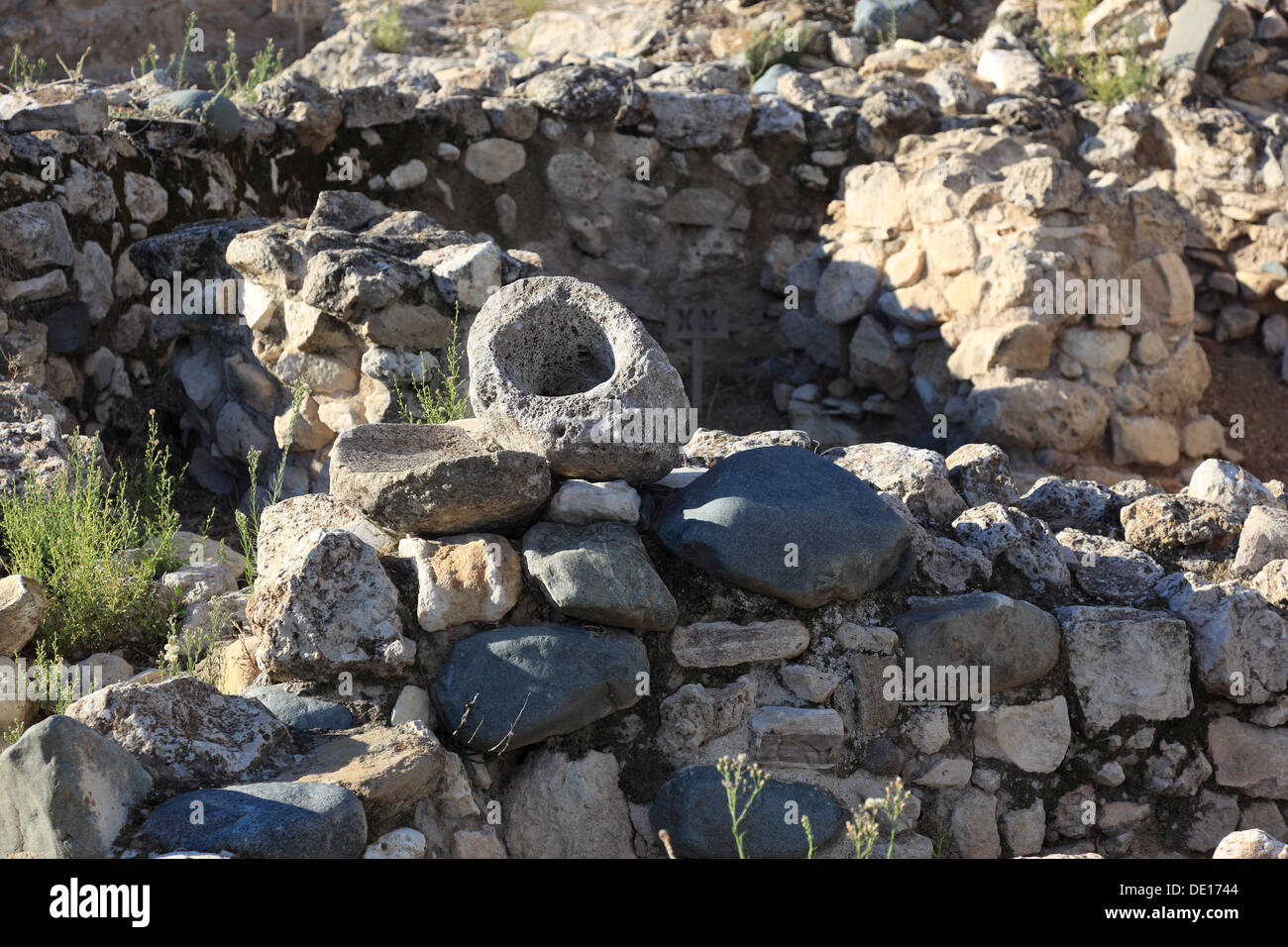 Cipro, Chirokitia, anche Khirokitia, greco Choirokoitia, è un sito archeologico sull'isola Mediterranea di Cipro in Larn Foto Stock