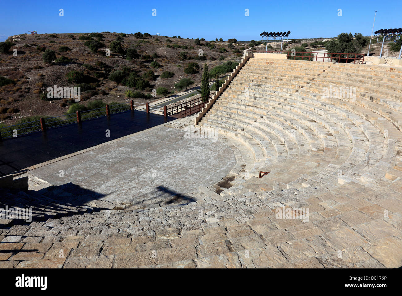 Cipro, Kourion, assiro Ku-ri-ho, antica greca, latina, curio, storico antico sito archeologico, ruderi, teatro romano Foto Stock