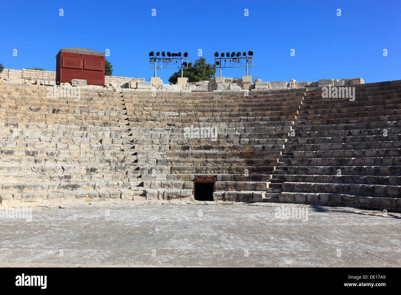 Cipro, Kourion, assiro Ku-ri-ho, antica greca, latina, curio, storico antico sito archeologico, ruderi, teatro romano Foto Stock