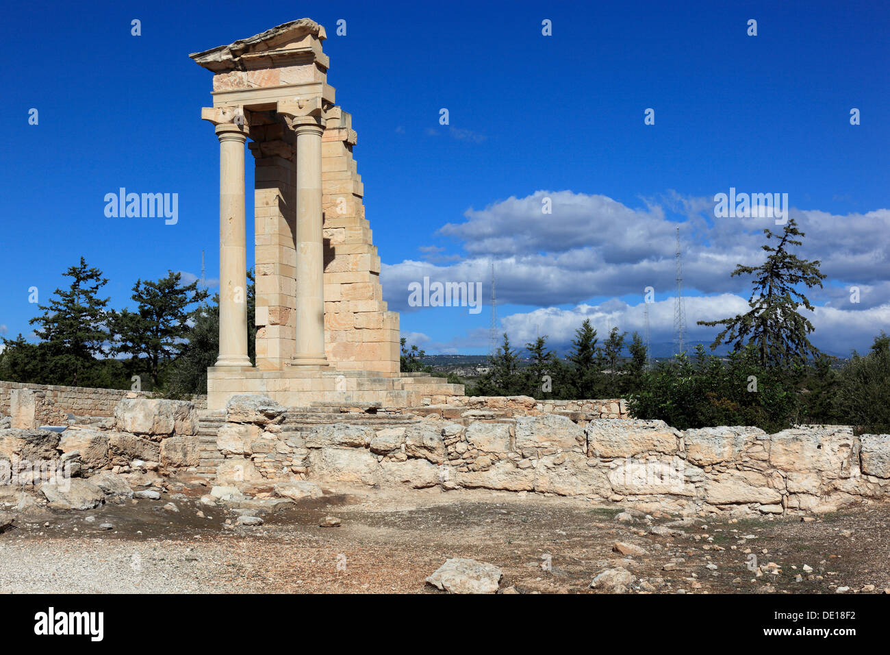 Cipro, Kourion, assiro Ku-ri-ho, antica greca, latina curio Hylates santuario di Apollo, resti di Hylatesheiligtums, histor Foto Stock