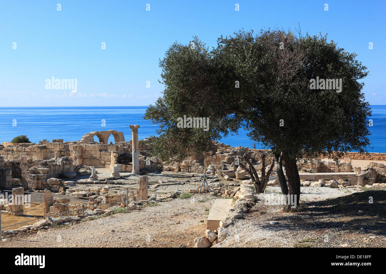 Cipro, Kourion, assiro Ku-ri-ho, antica greca, latina, curio, storico antico sito archeologico, rovine Foto Stock