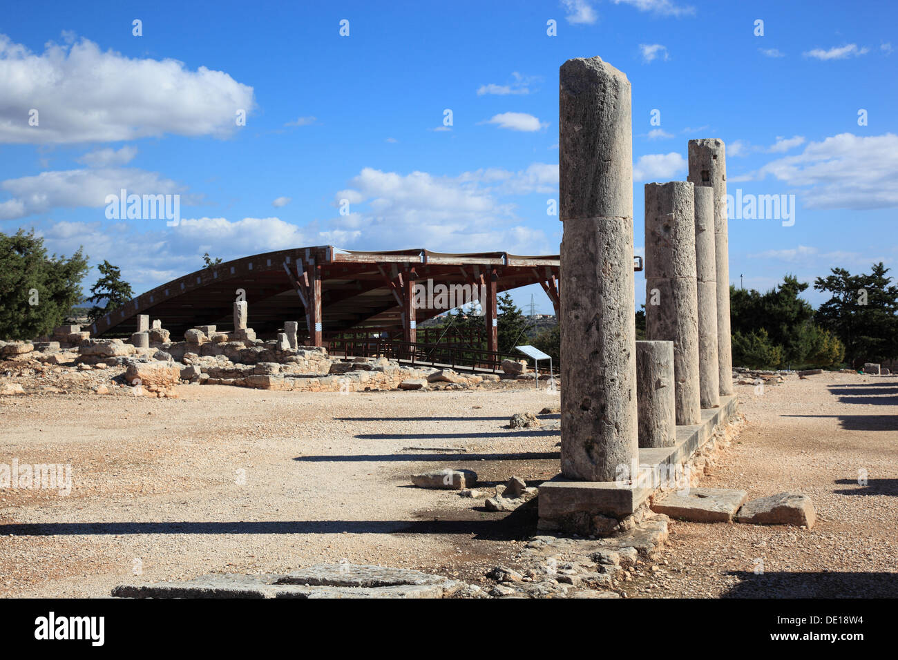 Cipro, Kourion, assiro Ku-ri-ho, antica greca, latina curio Hylates santuario di Apollo, resti di Hylatesheiligtums, histor Foto Stock