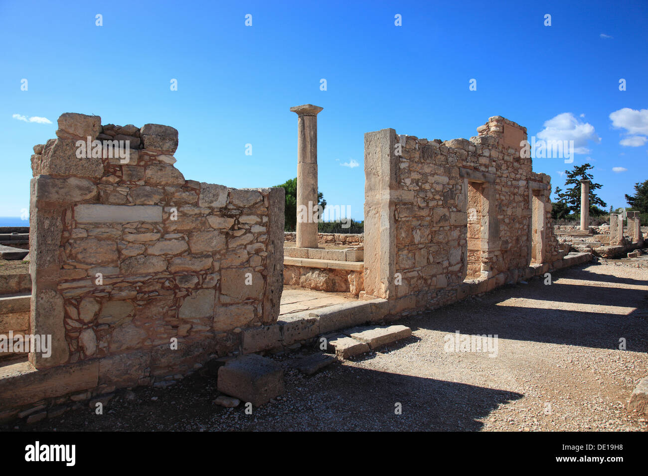 Cipro, Kourion, assiro Ku-ri-ho, antica greca, latina curio Hylates santuario di Apollo, resti di Hylatesheiligtums, histor Foto Stock