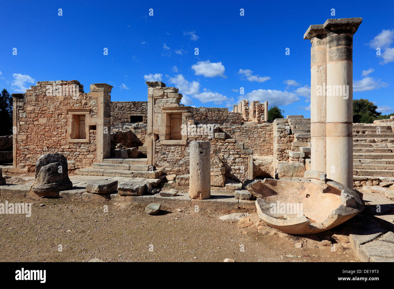 Cipro, Kourion, assiro Ku-ri-ho, antica greca, latina curio Hylates santuario di Apollo, resti di Hylatesheiligtums, histor Foto Stock