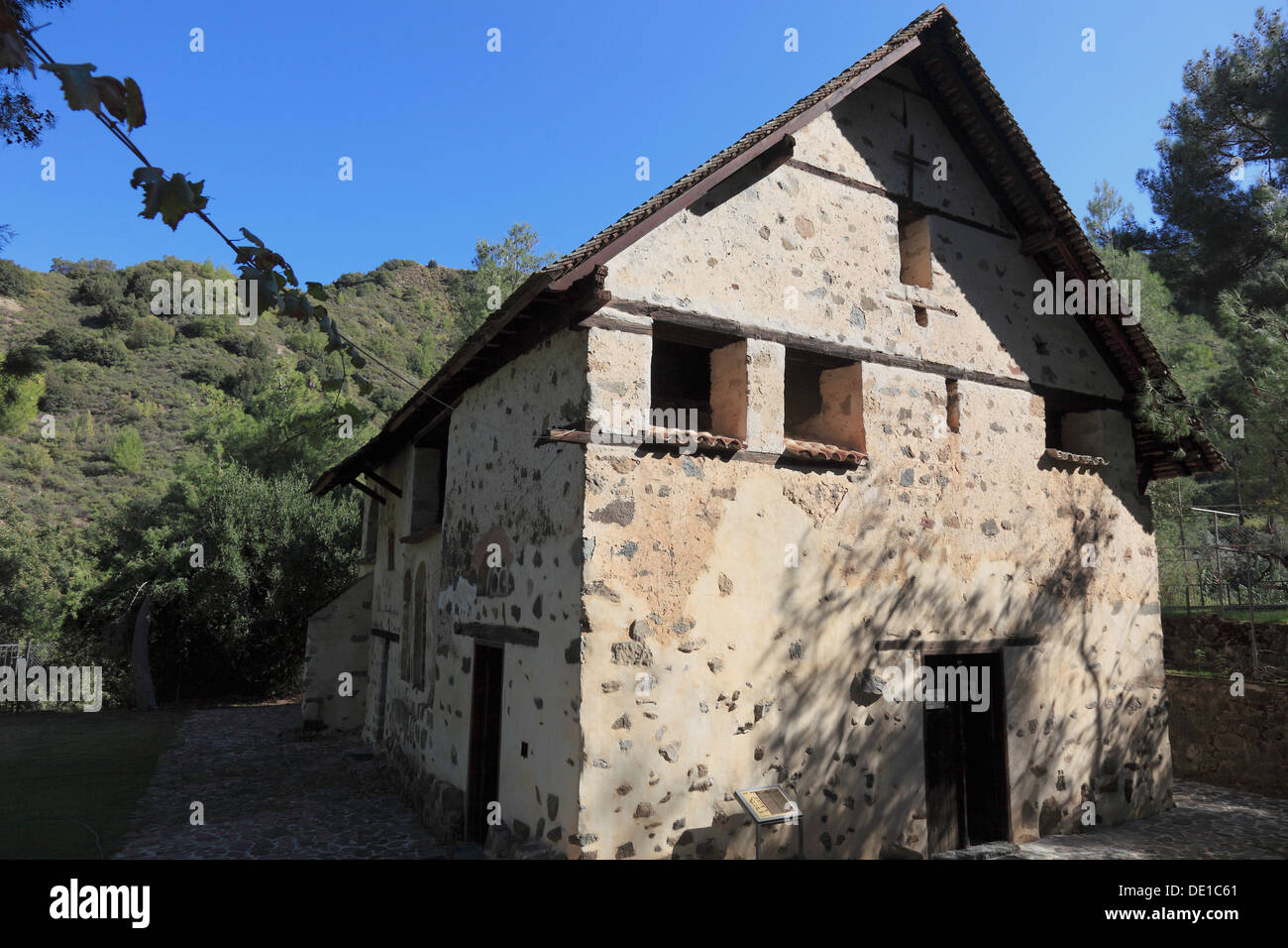 Cipro, granaio chiese del tetto nei Monti Troodos in Cipro, cipriota chiese ortodosse, luogo Chiesa Kakopetria Nicholas a ti Foto Stock
