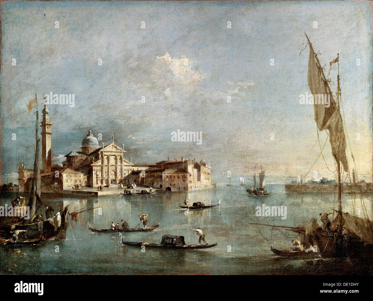 'Vista di San Giorgio Maggiore isola', tra 1765 e 1775. Artista: Francesco Guardi Foto Stock