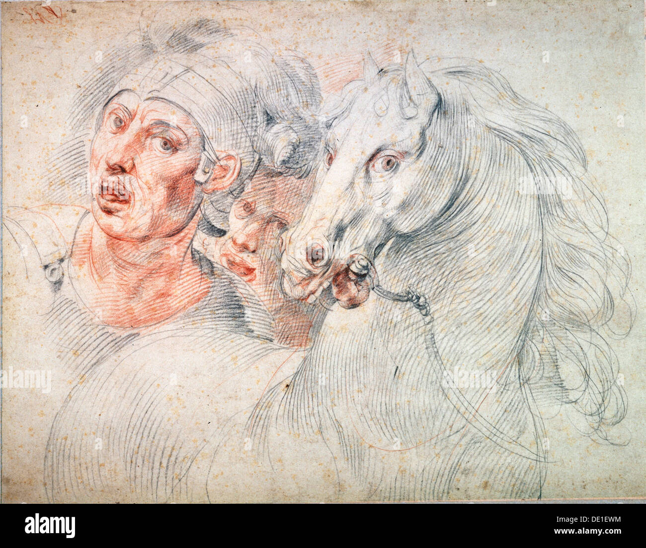 " Studio di un cavallo e due soldati', all'inizio del XVII secolo. Artista: Giuseppe Cesari Foto Stock