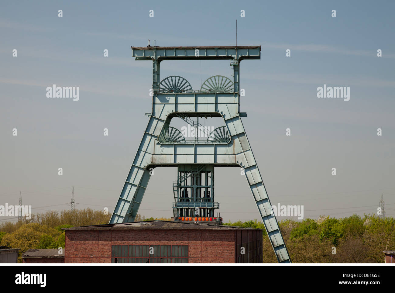 Geografia / viaggi, in Germania, in Renania settentrionale-Vestfalia, la zona della Ruhr, Herten, miniera Ewald, il disco di chiusura della miniera di carbone, pit-testa di telaio di sollevamento, Additional-Rights-Clearance-Info-Not-Available Foto Stock
