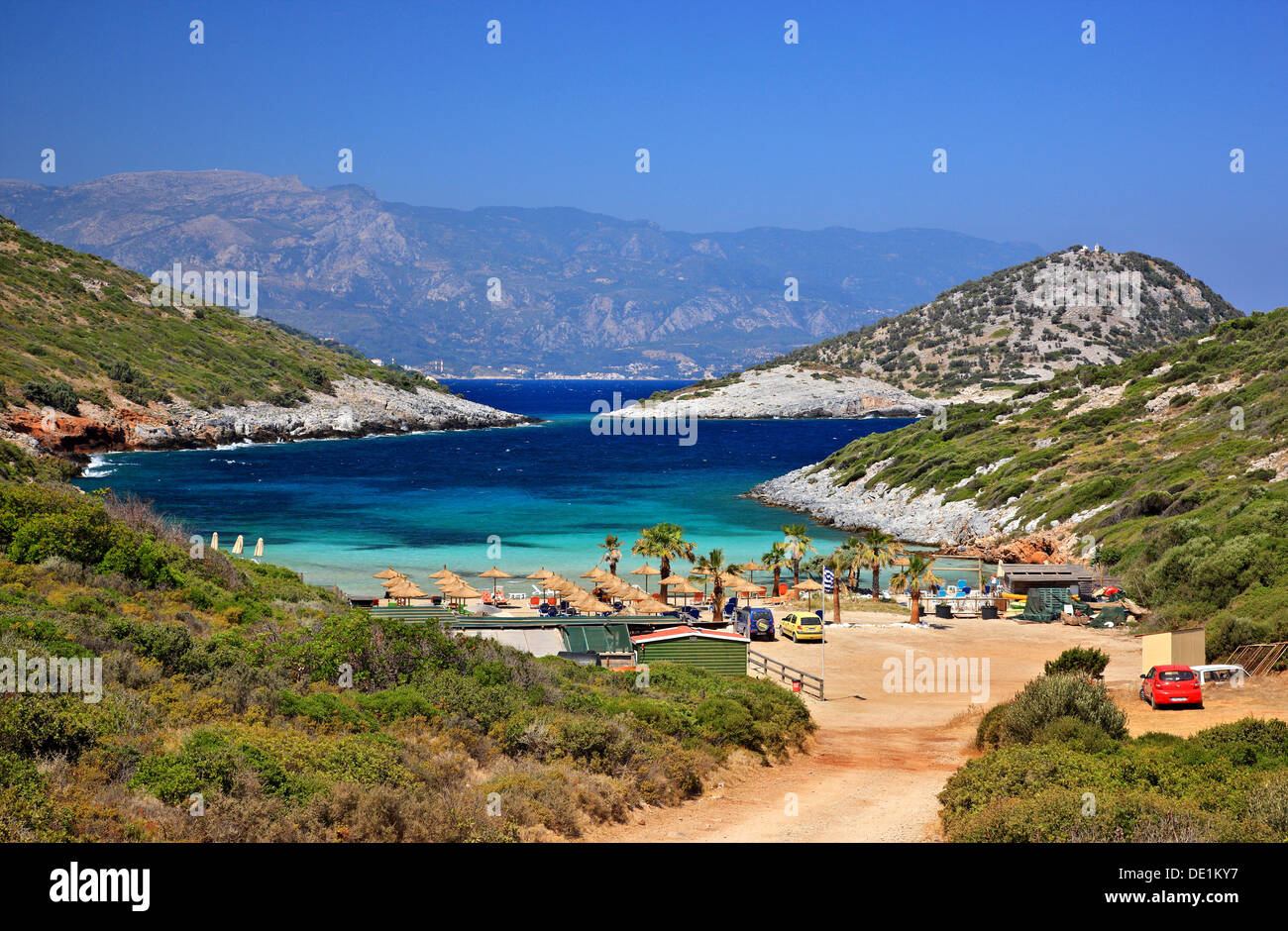 Livadaki beach, "nisi' area, Samos Island, Grecia. Foto Stock