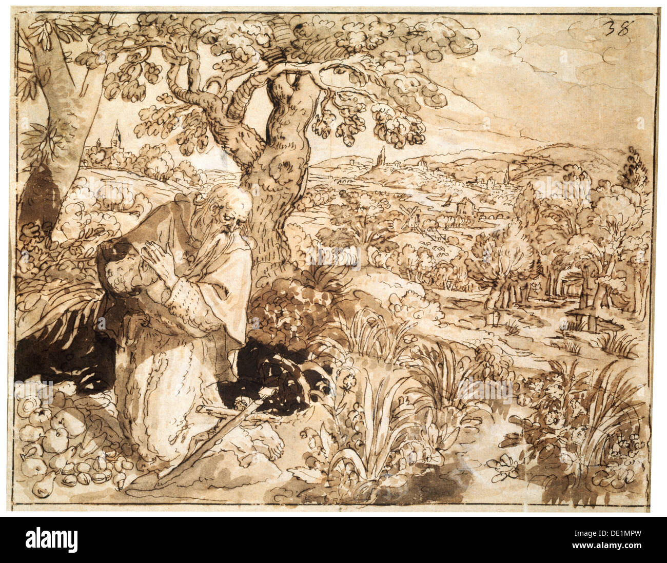 'Un eremita", 1585-1586. Artista: Martin de Vos Foto Stock