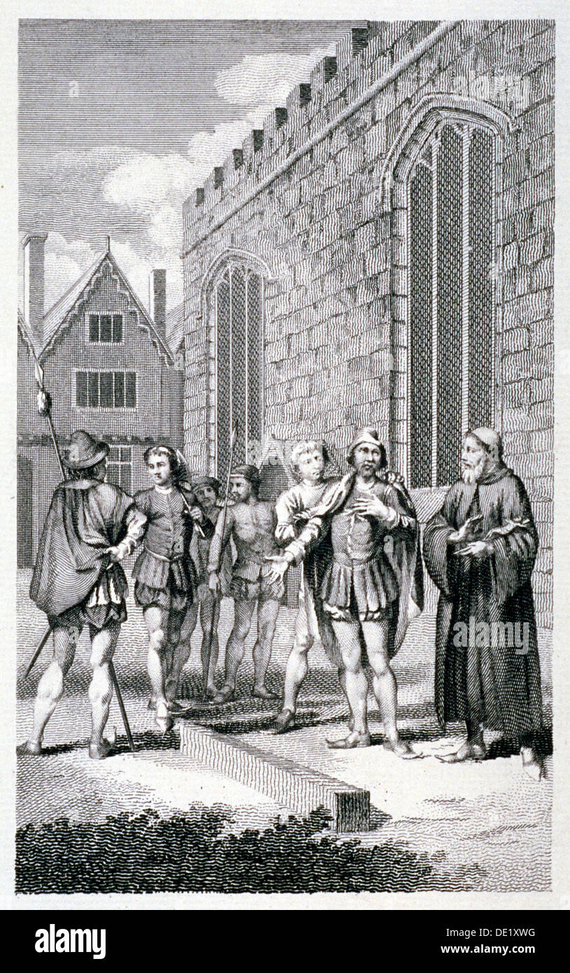 Scena al di fuori della Torre di Londra, raffigurante la decapitazione di Lord Hastings, 1483 (c1850). Artista: Anon Foto Stock