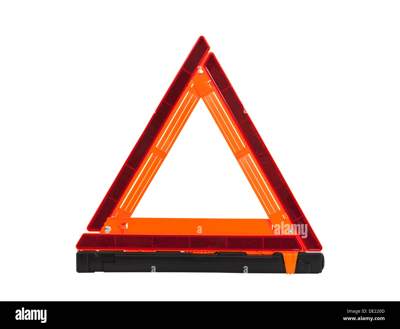 Di emergenza catarifrangente triangolo stradale isolato con percorso di clipping. Foto Stock
