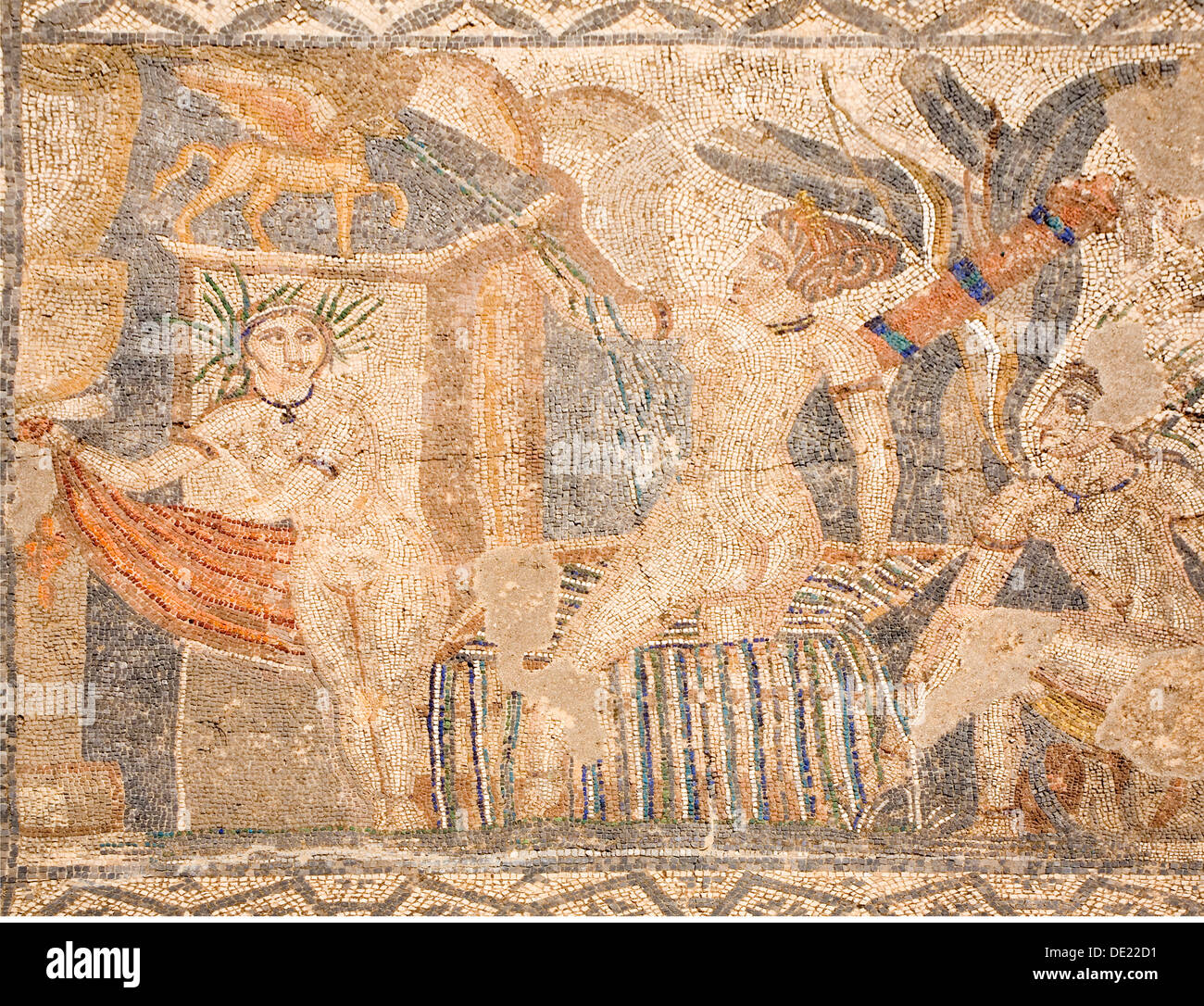 Belle arti, mondo antico impero romano, Volubilis, città romana, mosaico, Marocco, artista del diritto d'autore non deve essere cancellata Foto Stock