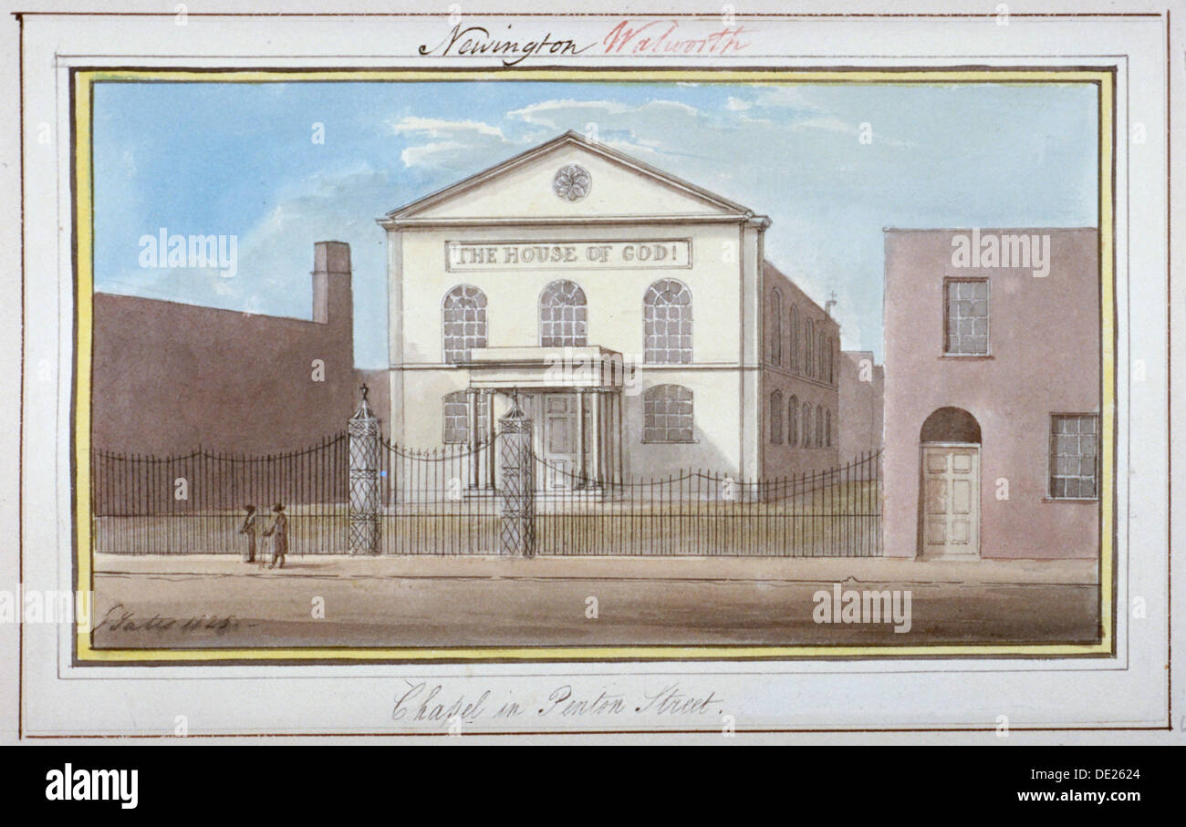 Vista della cappella in Penton Street, Southwark, Londra, 1825. Artista: G Yates Foto Stock