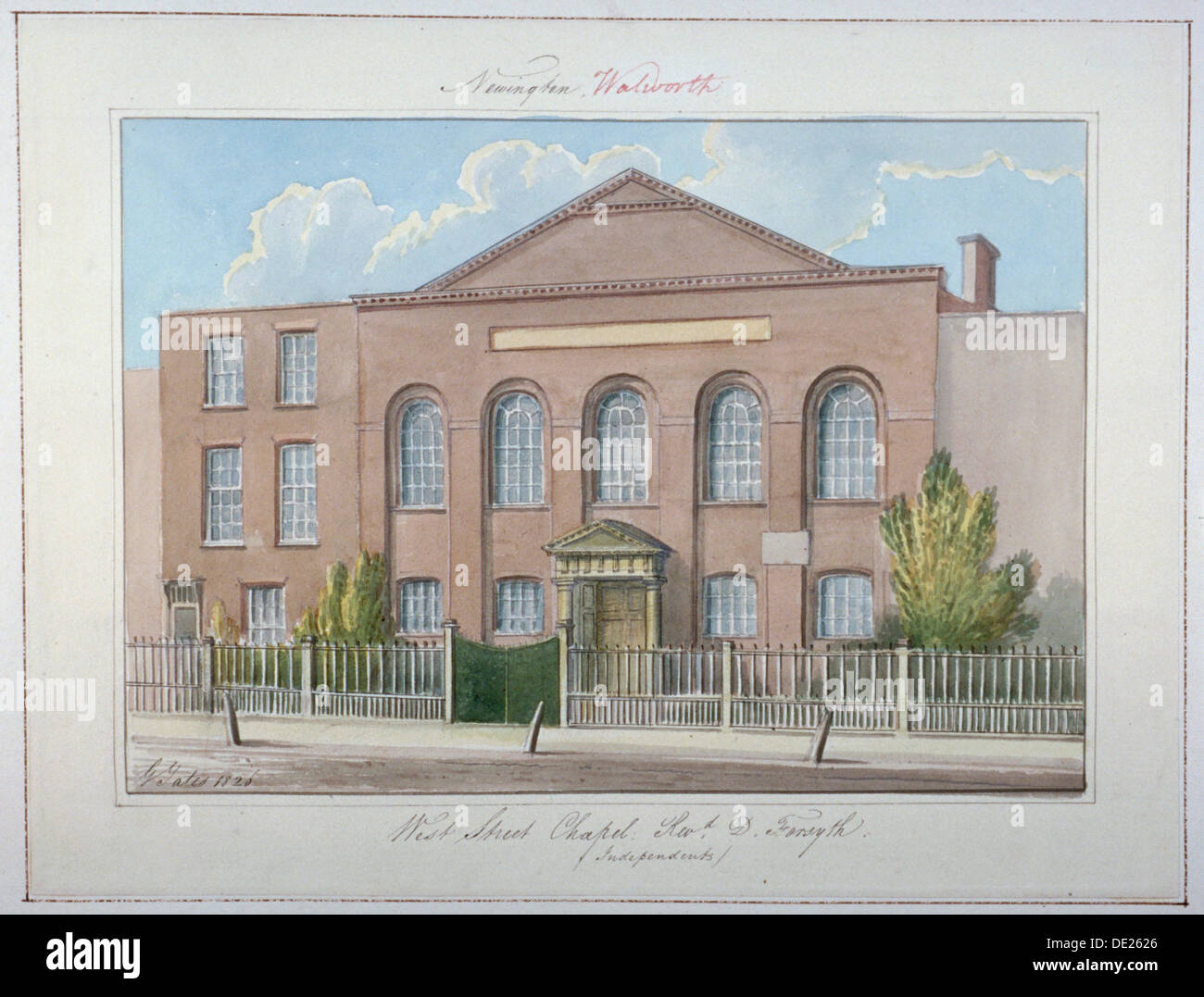 West Street Cappella indipendente, Southwark, Londra, 1826. Artista: G Yates Foto Stock