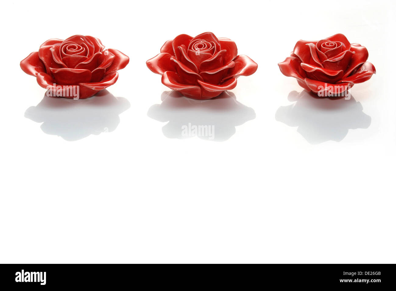 Tre rose fiori in ceramica, Germania Foto Stock