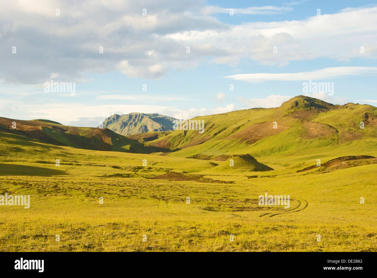 Vik mi Myrdal, Myrdalssandur pianure, entroterra, Islanda, Europa Foto Stock