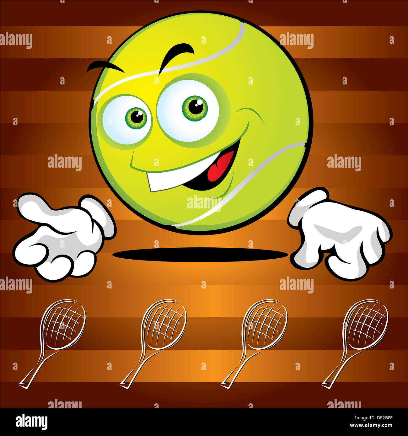 Funny sorridente palla da tennis su sfondo marrone Foto Stock