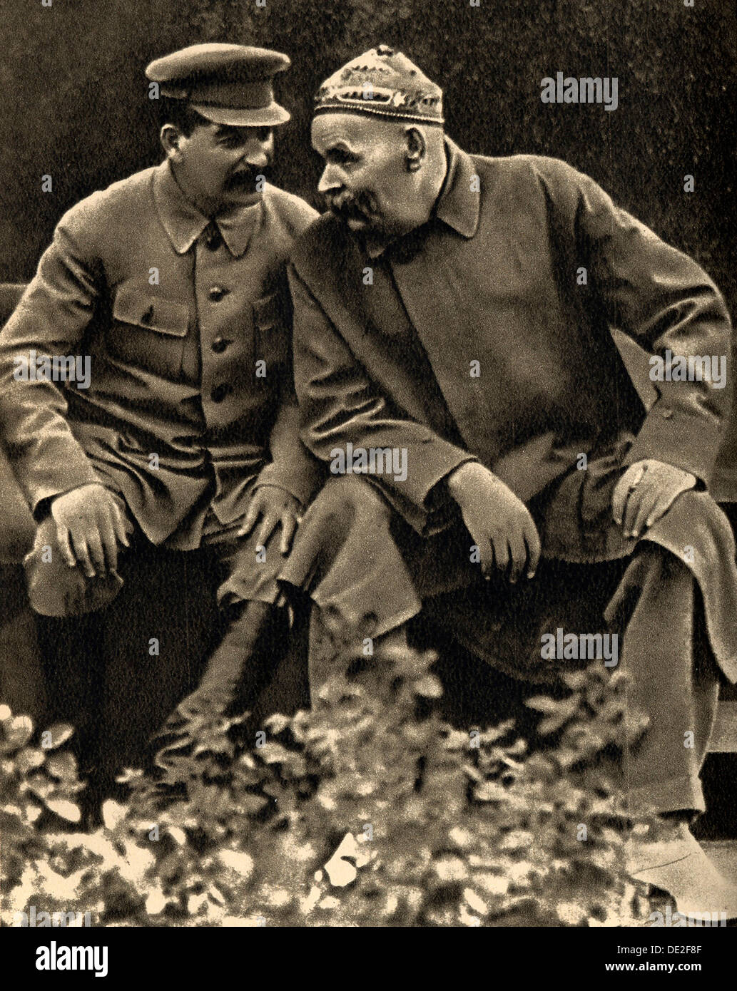 Leader sovietico Joseph Stalin e autore Maxim Gorky, Mosca, URSS, 1931. Artista: Anon Foto Stock