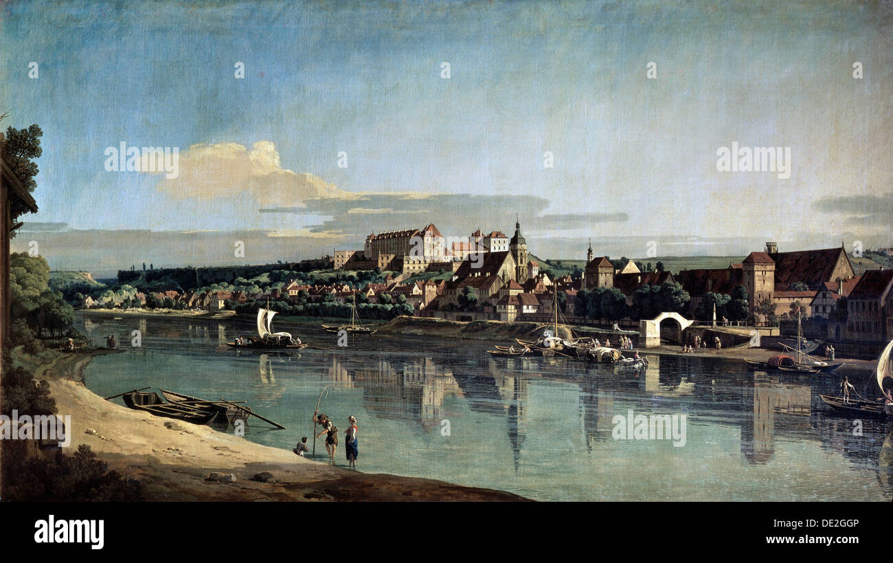 'Vista di Pirna dalla riva destra del fiume Elba', C1753. Artista: Bernardo Bellotto Foto Stock