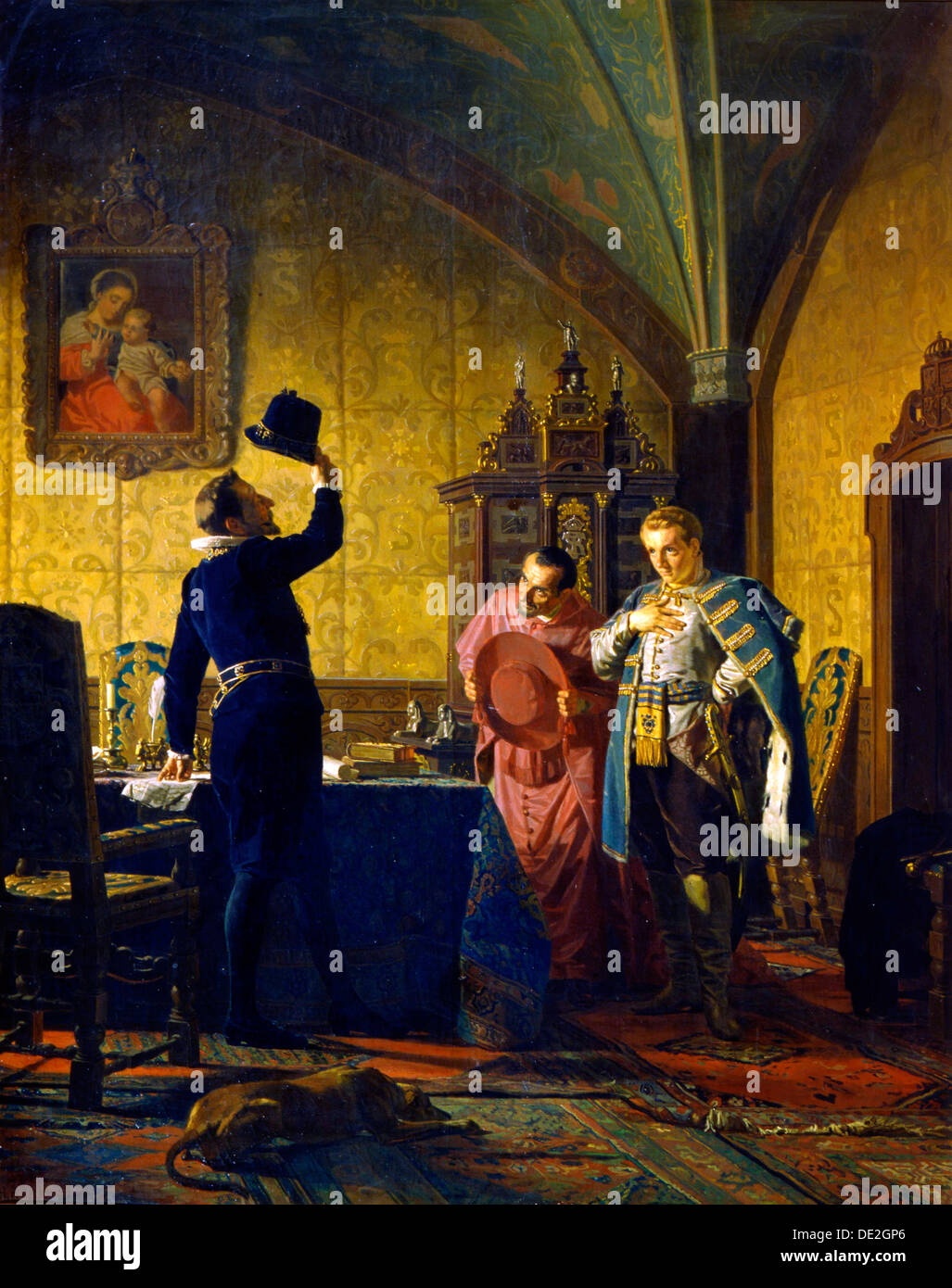 'False Dmitry prende il giuramento di fedeltà al Re Sigismondo III Vasa', 1874. Artista: Nikolay Nevryov Foto Stock