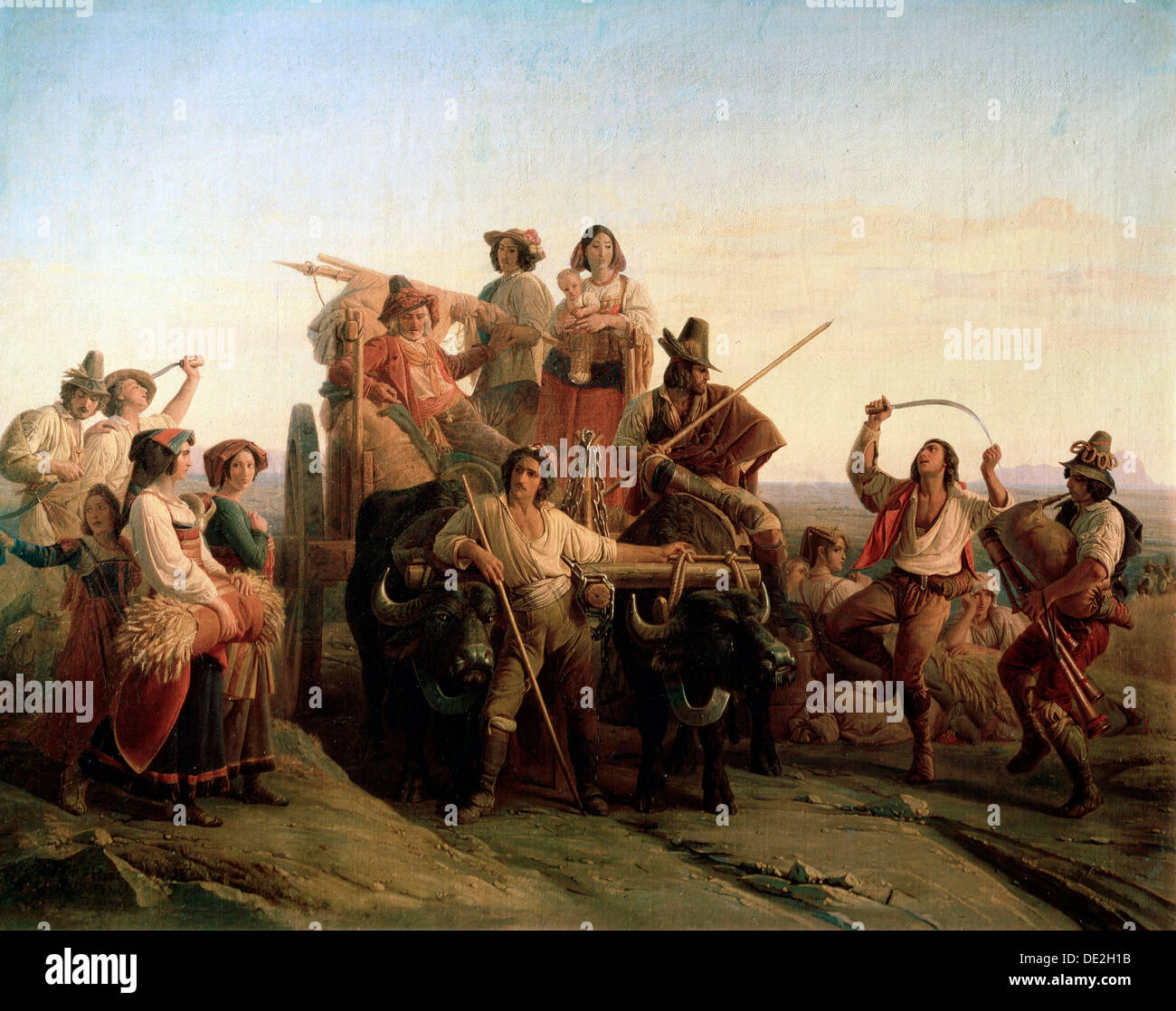 "L'arrivo dei mietitori nelle Paludi Pontine', 1833. Artista: Louis Léopold Robert Foto Stock