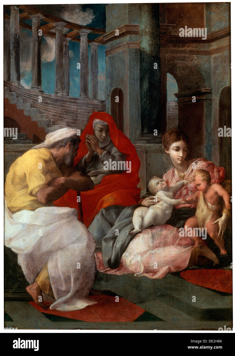 "La Sacra famiglia con San Giovanni Battista e Santa Elisabetta', 1541. Artista: Francesco Primaticcio Foto Stock