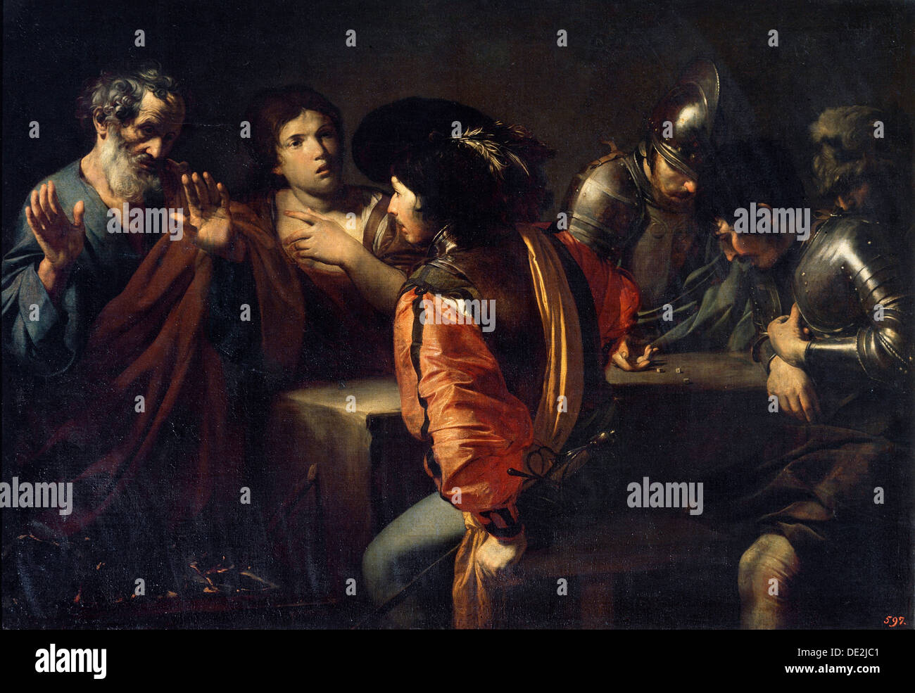 "L'attacco di tipo Denial of Saint Peter', del XVII secolo. Artista: Valentin de Boulogne Foto Stock