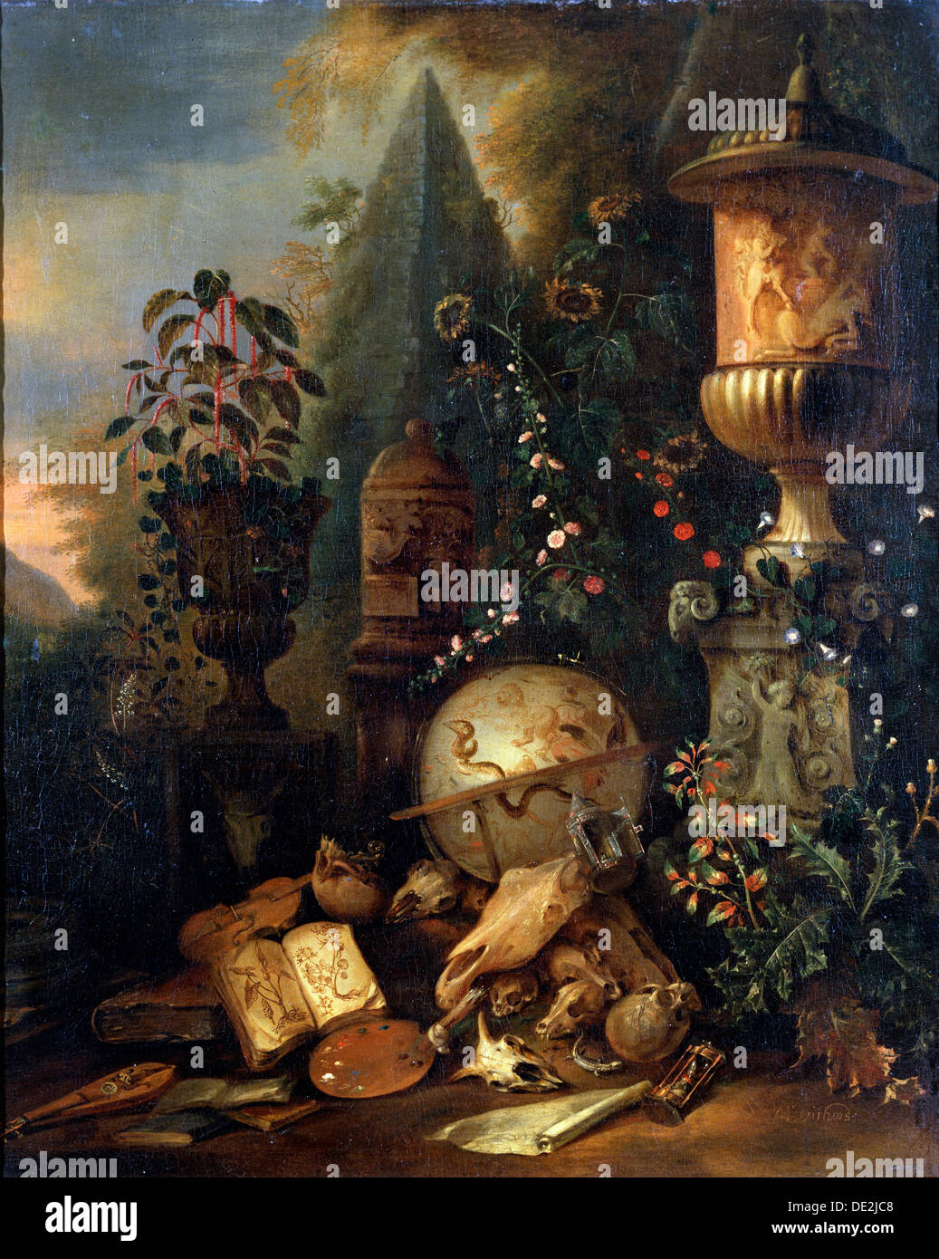 "Vanitas. Ancora in vita con un vaso', XVII o agli inizi del XVIII secolo. Artista: Matthias Withoos Foto Stock