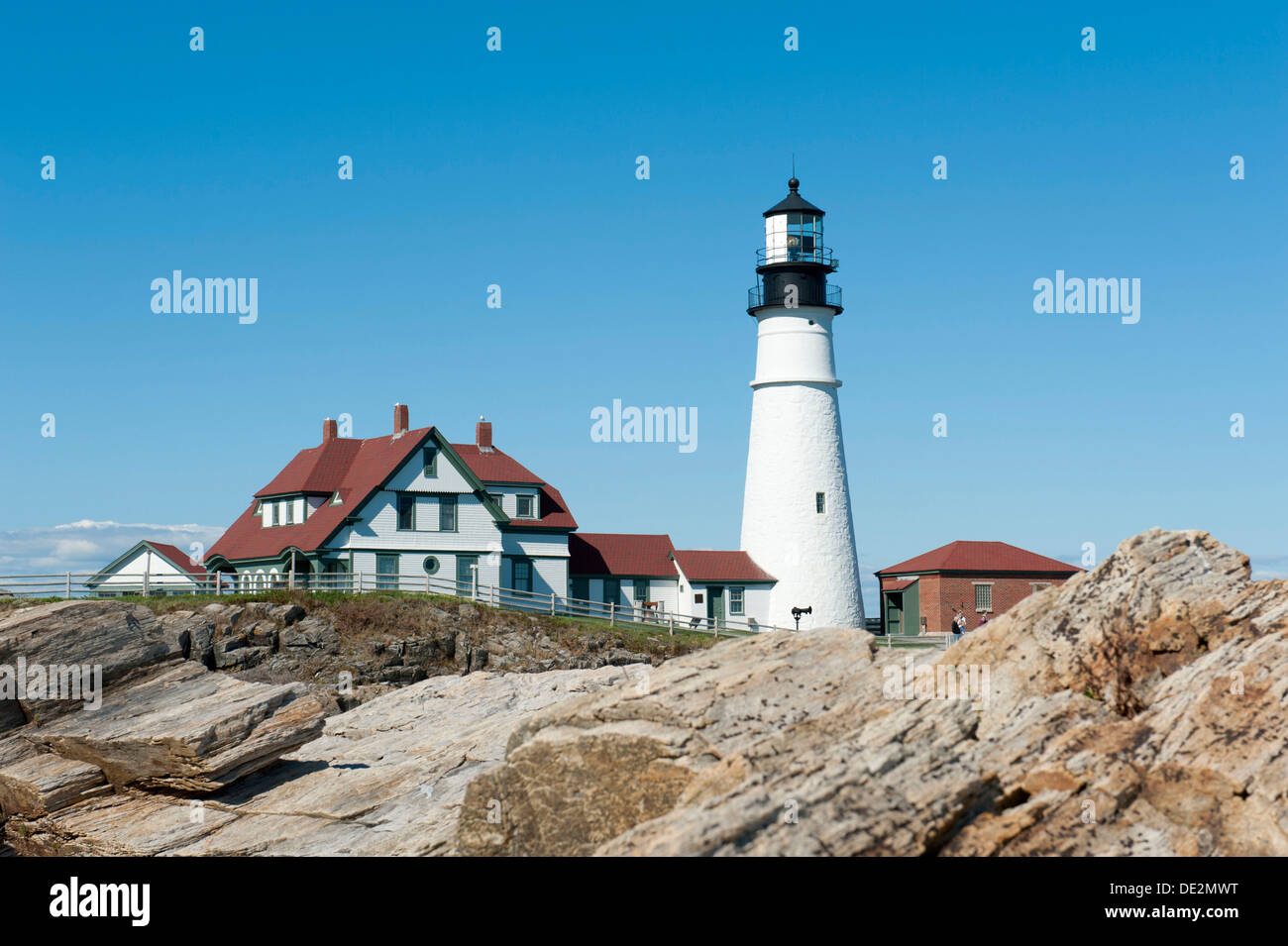 Faro di Portland Head Light, Cape Elizabeth, Portland, Maine, New England, USA, America del Nord Foto Stock