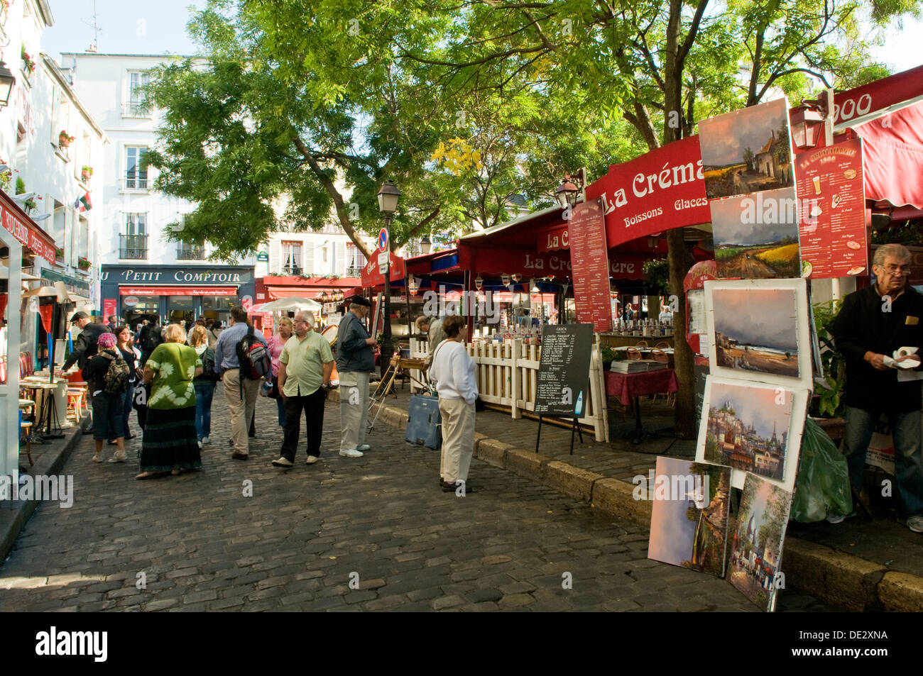 Place du Tertre, Montmartre, Parigi, Francia Foto Stock