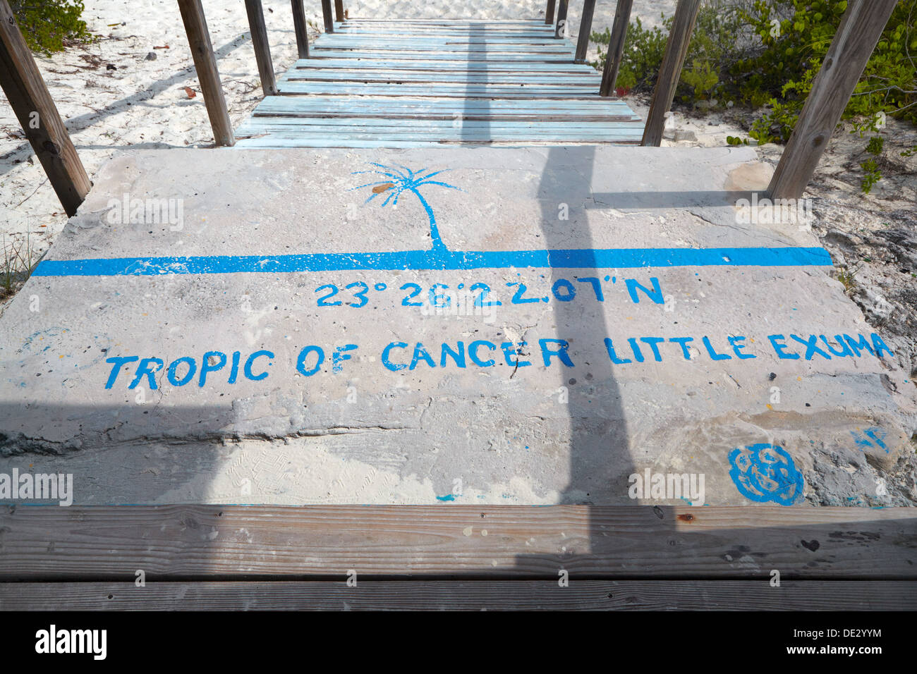 Tropico del Cancro Beach, Little Exuma, Bahamas, dei Caraibi Foto Stock