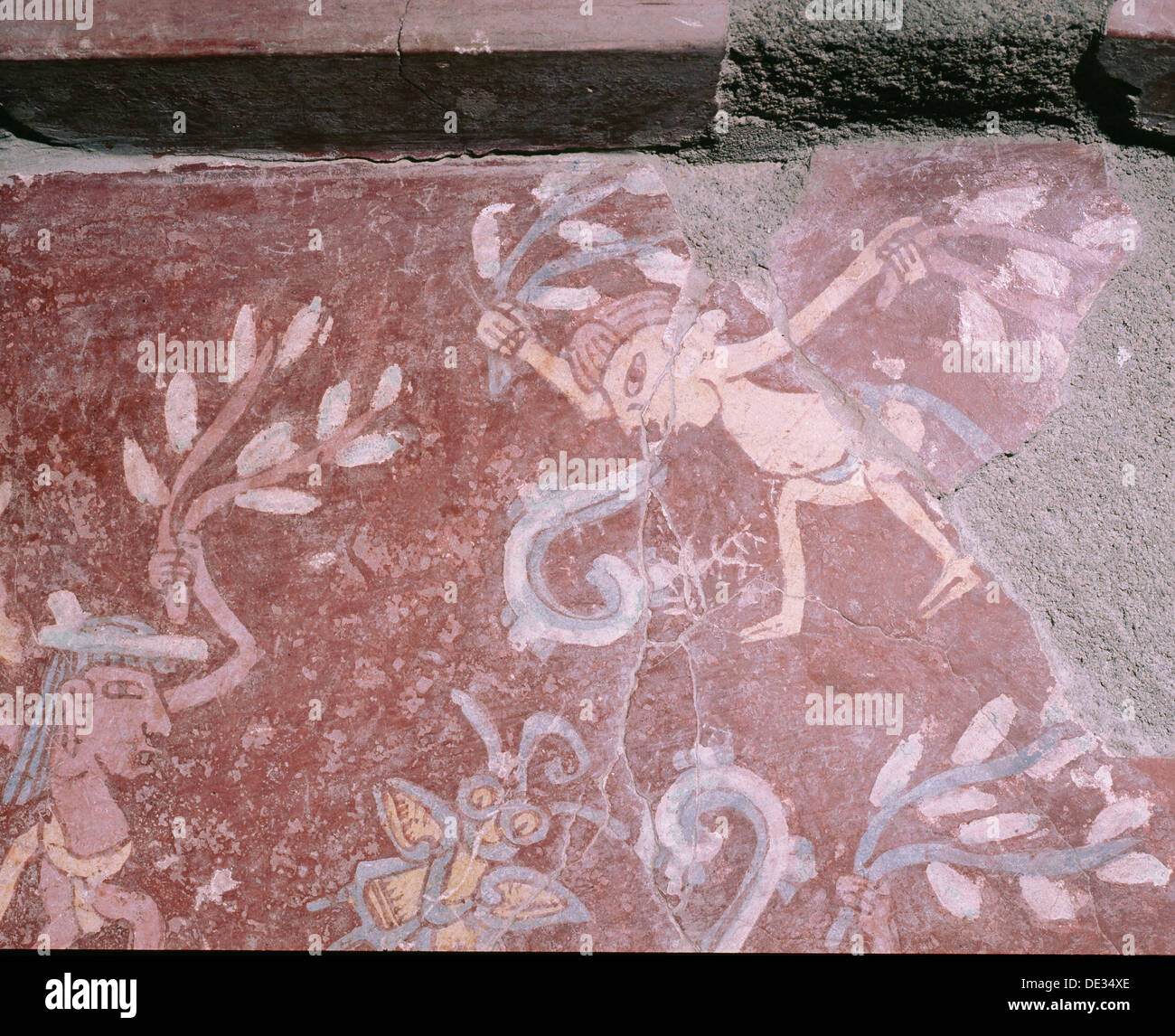 In parte reconstucted pittura murale a Tepantitla. Foto Stock