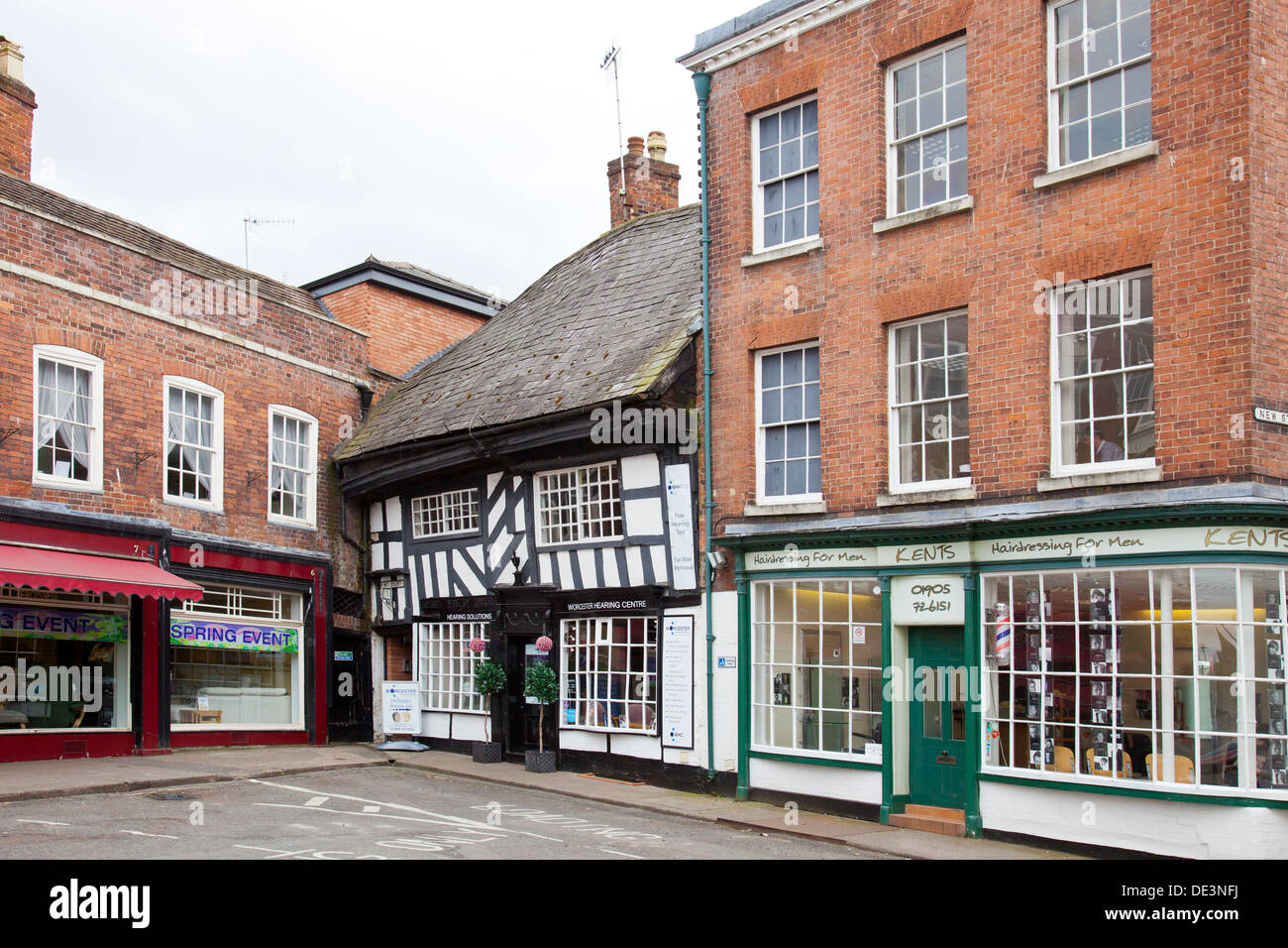 Architettura storica in Strada Nuova, Worcester, England, Regno Unito Foto Stock