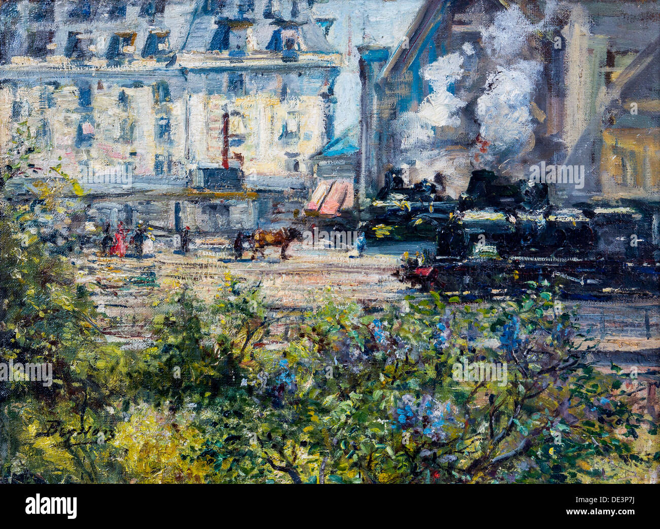 Xx secolo - stazione in primavera circa 1900 - Louis Philippe Beysson Sauvan-Magnet / Museo attivo olio su tela Foto Stock